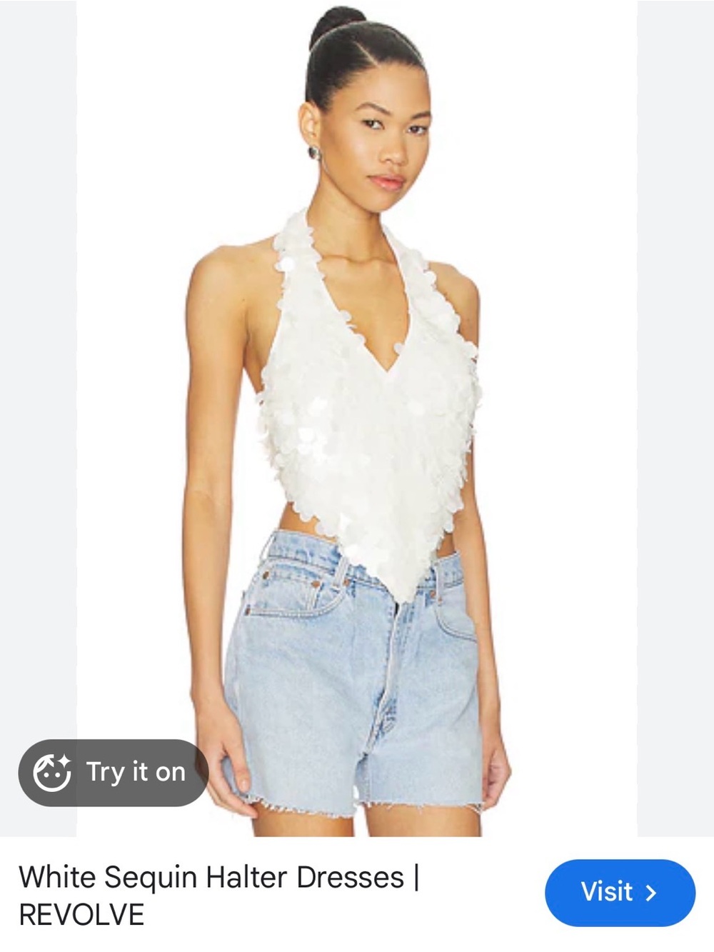Lovers and Friends White Sequin Halter Top